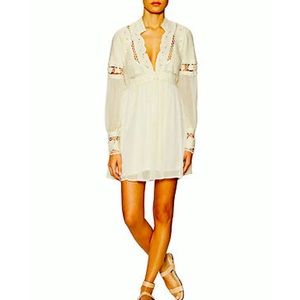 FREE PEOPLE In Dreamland Cutwork Mini Dress - Embroidered in Ivory
